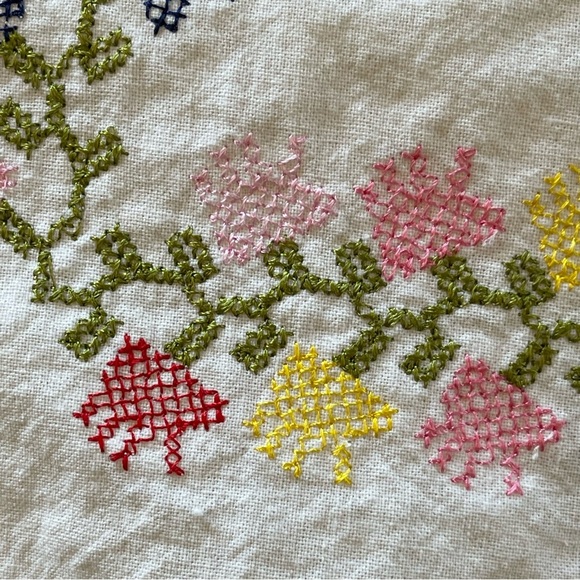 Handmade Top Embroidery Short Sleeve Cotton Button Round Collares  - Picture 4 of 7